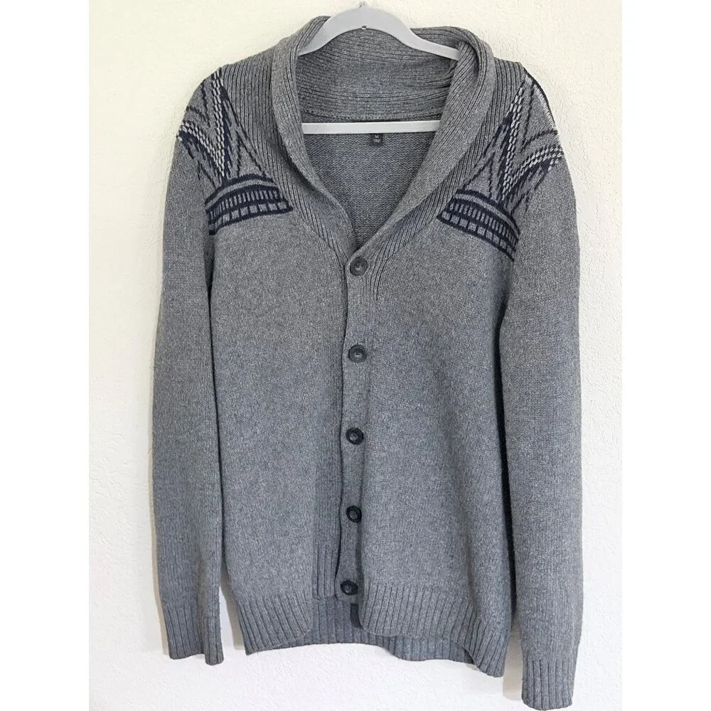 Banana Republic Shawl Cardigan Sweater Mens M Gray Wool Blend Academia‎ Grandpa
